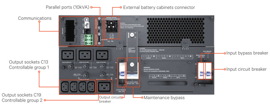 mặt sau UPS Liebert GXT5-10KIRT5UXLN